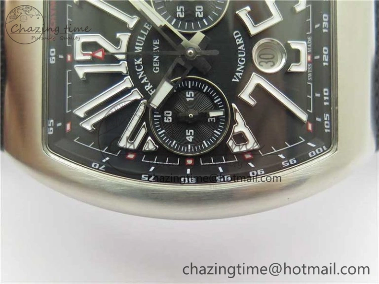 Vanguard V45 Chrono Brushed SS ABF Best Edition Black Dial on Rubber Strap A ComfortFit 6536