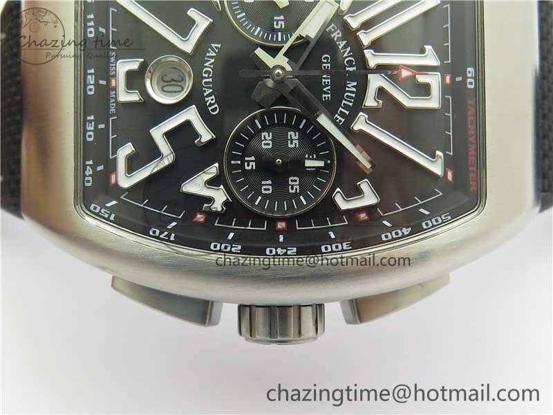 Vanguard V45 Chrono Brushed SS ABF Best Edition Black Dial on Rubber Strap A ComfortFit 6536