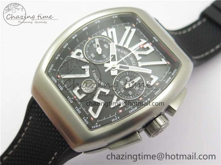 Vanguard V45 Chrono Brushed SS ABF Best Edition Black Dial on Rubber Strap A ComfortFit 6536