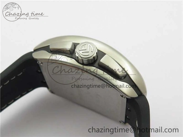 Vanguard V45 Chrono Brushed SS ABF Best Edition Black Dial on Rubber Strap A ComfortFit 6536