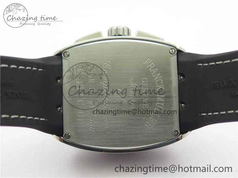 Vanguard V45 Chrono Brushed SS Pave Crystals ABF Best Edition Black Dial on Rubber Strap A NewStyle 6535