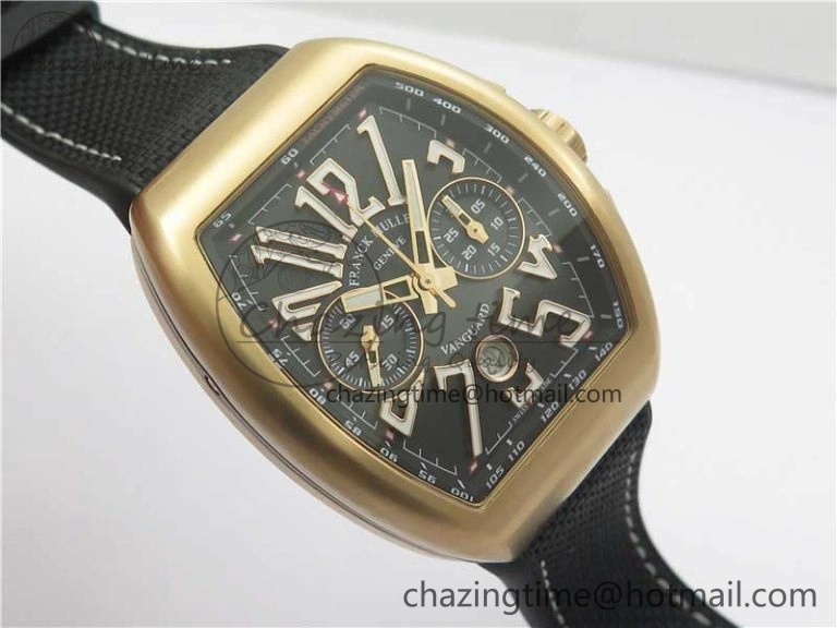 RelaxedFit Vanguard V45 Chrono RG ABF Best Edition Black Dial on Rubber Strap A 6533