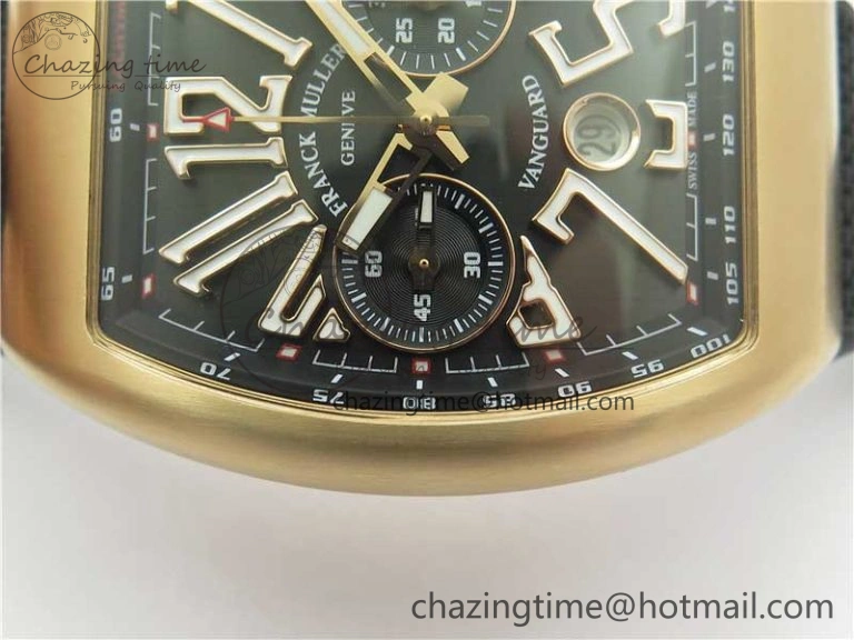 RelaxedFit Vanguard V45 Chrono RG ABF Best Edition Black Dial on Rubber Strap A 6533