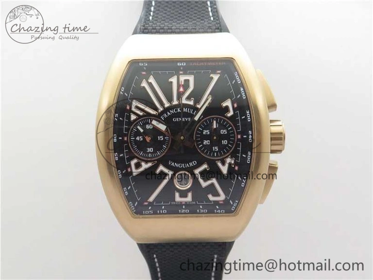 RelaxedFit Vanguard V45 Chrono RG ABF Best Edition Black Dial on Rubber Strap A 6533