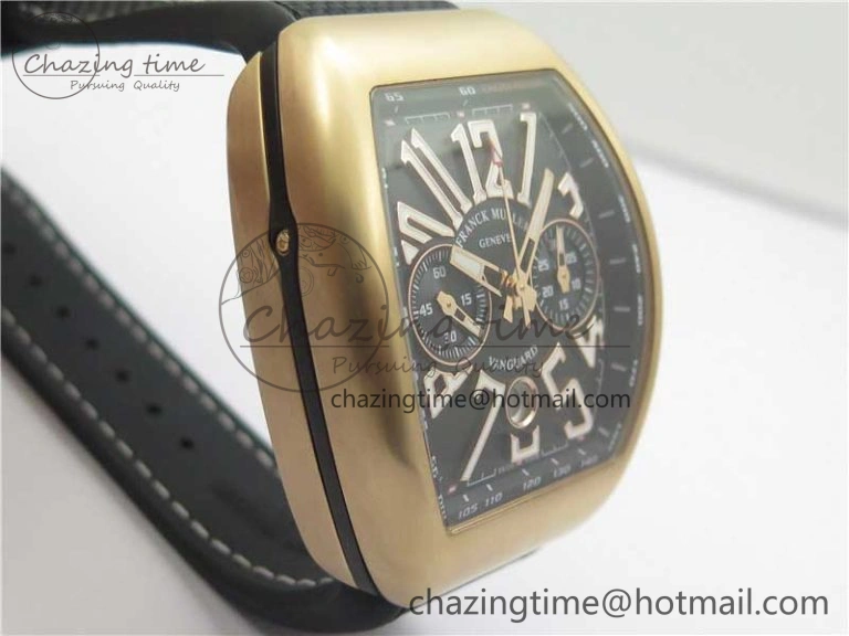 RelaxedFit Vanguard V45 Chrono RG ABF Best Edition Black Dial on Rubber Strap A 6533