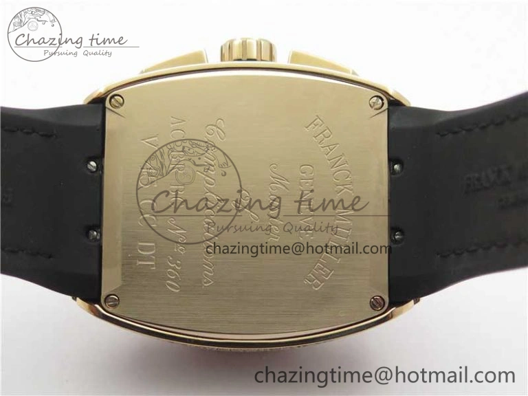 Compact Vanguard V45 Chrono RG Pave Crystals Gold Inner Bezel ABF Best Edition Black Dial on Leather Strap A 6532