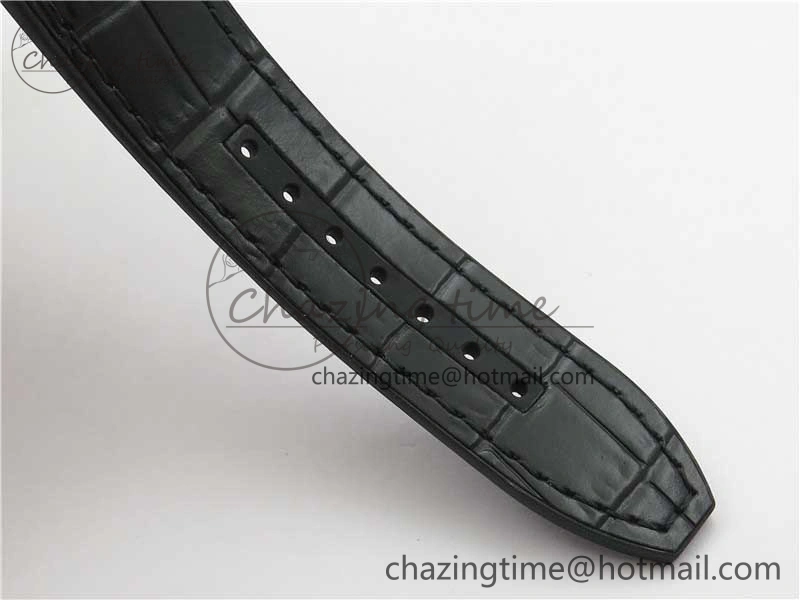 Compact Vanguard V45 Chrono RG Pave Crystals Gold Inner Bezel ABF Best Edition Black Dial on Leather Strap A 6532