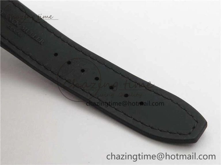 Compact Vanguard V45 Chrono RG Pave Crystals Gold Inner Bezel ABF Best Edition Black Dial on Leather Strap A 6532