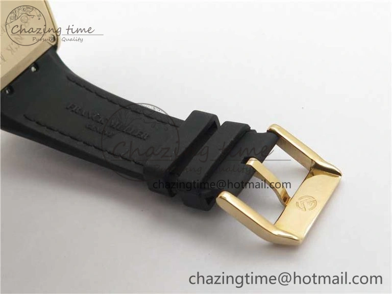 Compact Vanguard V45 Chrono RG Pave Crystals Gold Inner Bezel ABF Best Edition Black Dial on Leather Strap A 6532
