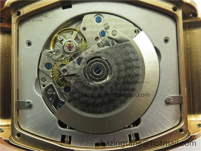 Compact Vanguard V45 Chrono RG Pave Crystals Gold Inner Bezel ABF Best Edition Black Dial on Leather Strap A 6532