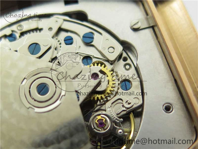 Compact Vanguard V45 Chrono RG Pave Crystals Gold Inner Bezel ABF Best Edition Black Dial on Leather Strap A 6532
