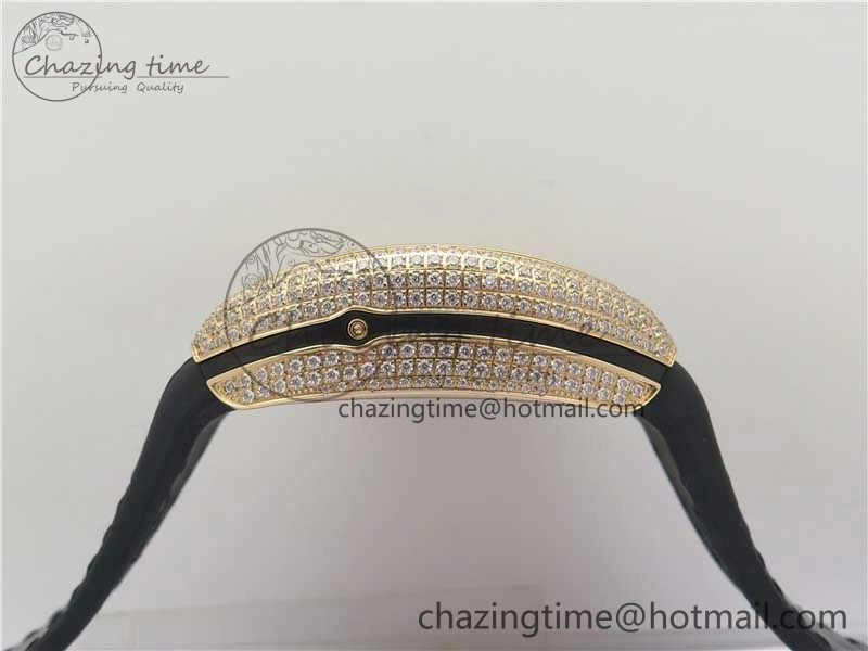 Vanguard V45 Chrono RG pave crystals ABF Best Edition Black Dial on Leather Strap A Modern 6531