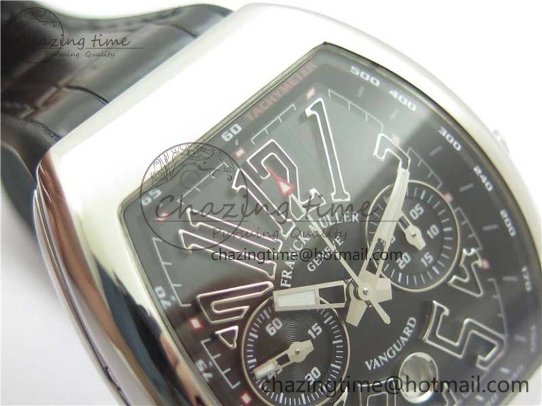 TimelessDesign Vanguard V45 Chrono SS ABF Best Edition Black Dial Black Markers on Leather Strap A 6537