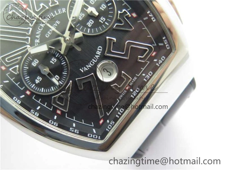 TimelessDesign Vanguard V45 Chrono SS ABF Best Edition Black Dial Black Markers on Leather Strap A 6537