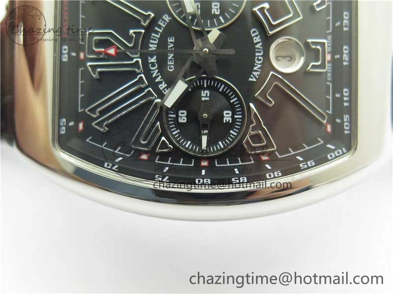 TimelessDesign Vanguard V45 Chrono SS ABF Best Edition Black Dial Black Markers on Leather Strap A 6537