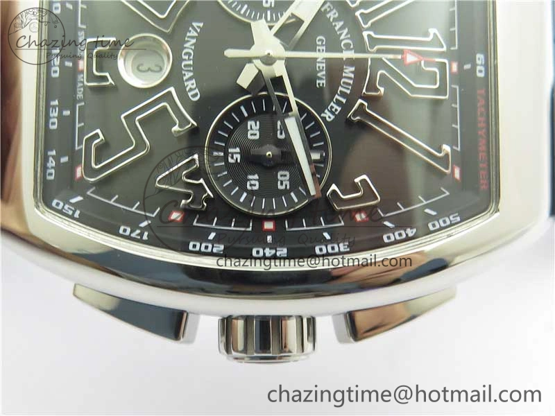TimelessDesign Vanguard V45 Chrono SS ABF Best Edition Black Dial Black Markers on Leather Strap A 6537