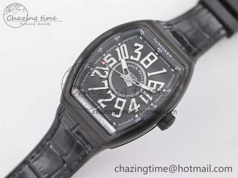 Vanguard V45 DLC ABF 1:1 Best Edition Black Textured Dial on Black Rubber Strap MIYOTA NewStyle 6527