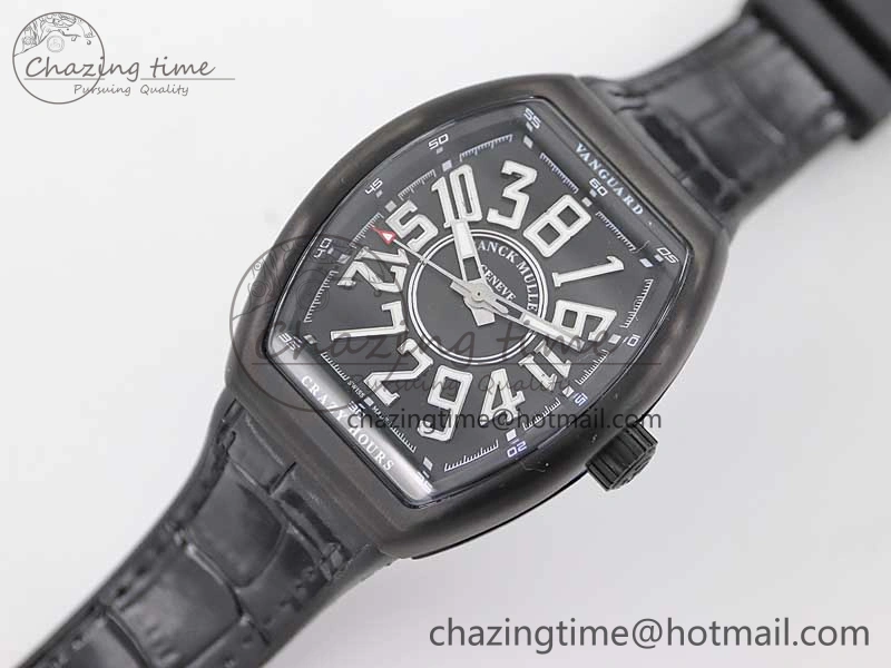 Vanguard V45 DLC ABF 1:1 Best Edition Black Textured Dial on Black Rubber Strap MIYOTA NewStyle 6527