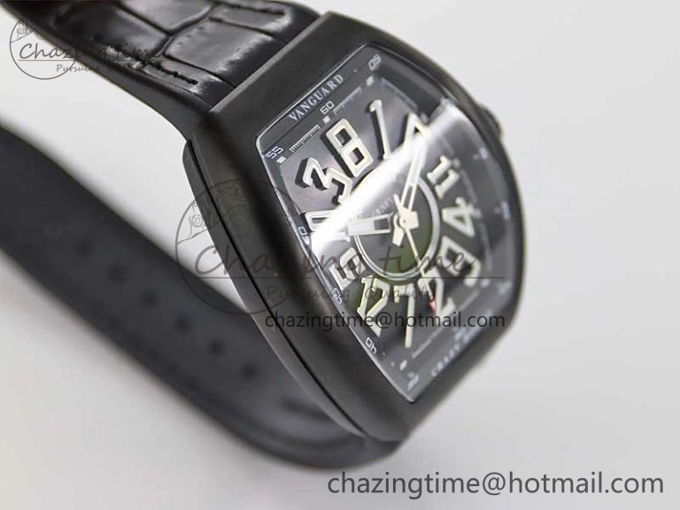 Vanguard V45 DLC ABF 1:1 Best Edition Black Textured Dial on Black Rubber Strap MIYOTA NewStyle 6527
