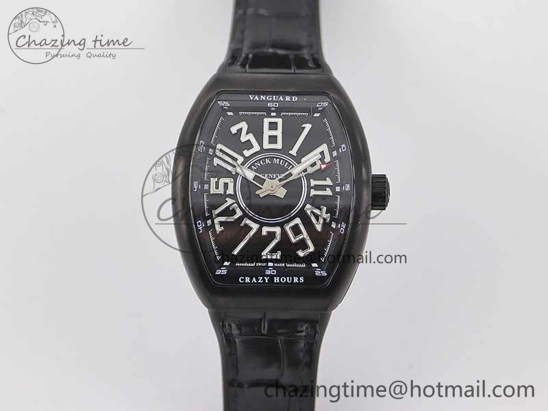 Vanguard V45 DLC ABF 1:1 Best Edition Black Textured Dial on Black Rubber Strap MIYOTA NewStyle 6527