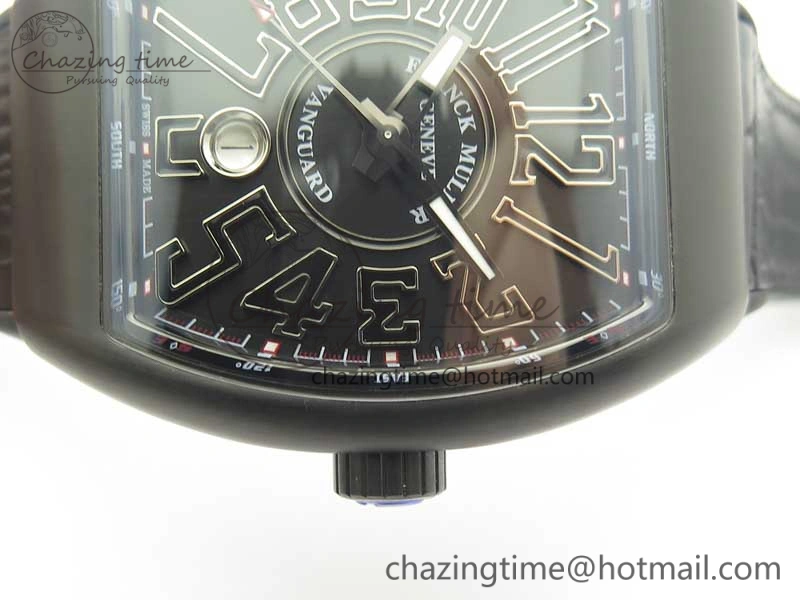 Vanguard V45 PVD Titanium TF 1:1 Best Edition Black Dial on Black Gummy Strap Black Stich A MultiPurpose 6580