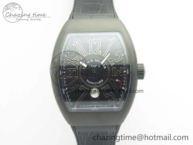 Vanguard V45 PVD Titanium TF 1:1 Best Edition Black Dial on Black Gummy Strap Black Stich A MultiPurpose 6580