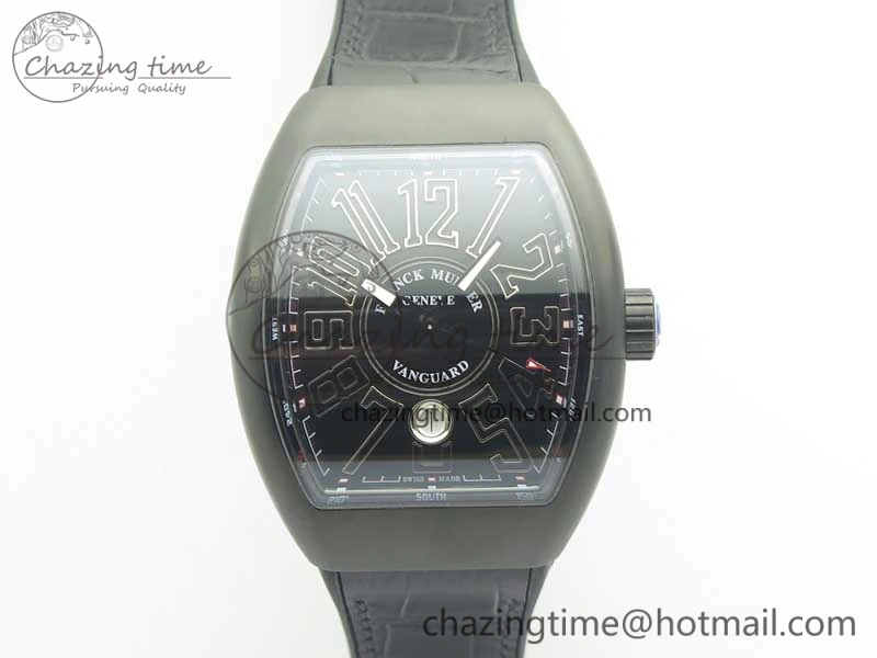 Vanguard V45 PVD Titanium TF 1:1 Best Edition Black Dial on Black Gummy Strap Black Stich A MultiPurpose 6580