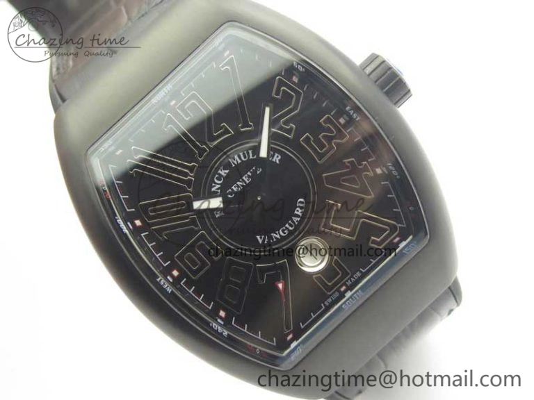 Vanguard V45 PVD Titanium TF 1:1 Best Edition Black Dial on Black Gummy Strap Black Stich A MultiPurpose 6580
