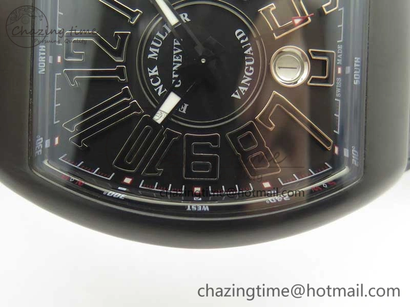 Vanguard V45 PVD Titanium TF 1:1 Best Edition Black Dial on Black Gummy Strap Black Stich A MultiPurpose 6580