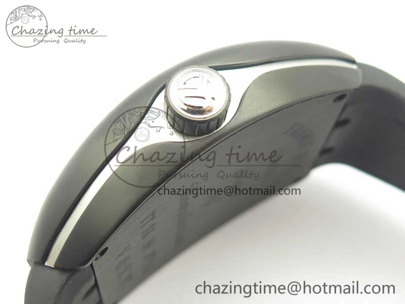 Vanguard V45 PVD Titanium TF 1:1 Best Edition Black Dial on Black Gummy Strap White Stich A ZipUp 6588