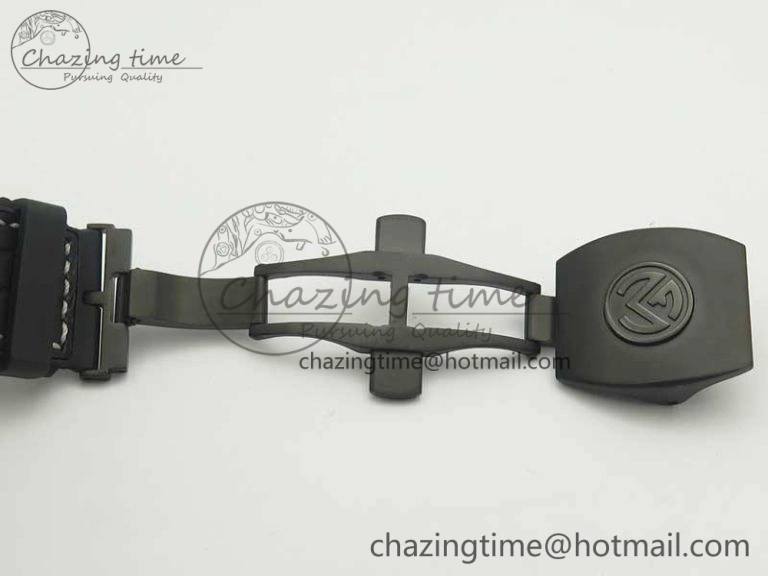 Vanguard V45 PVD Titanium TF 1:1 Best Edition Black Dial on Black Gummy Strap White Stich A ZipUp 6588