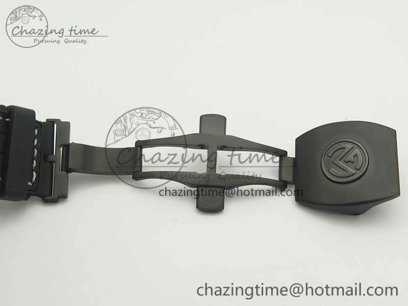 Vanguard V45 PVD Titanium TF 1:1 Best Edition Black Dial on Black Gummy Strap White Stich A ZipUp 6588