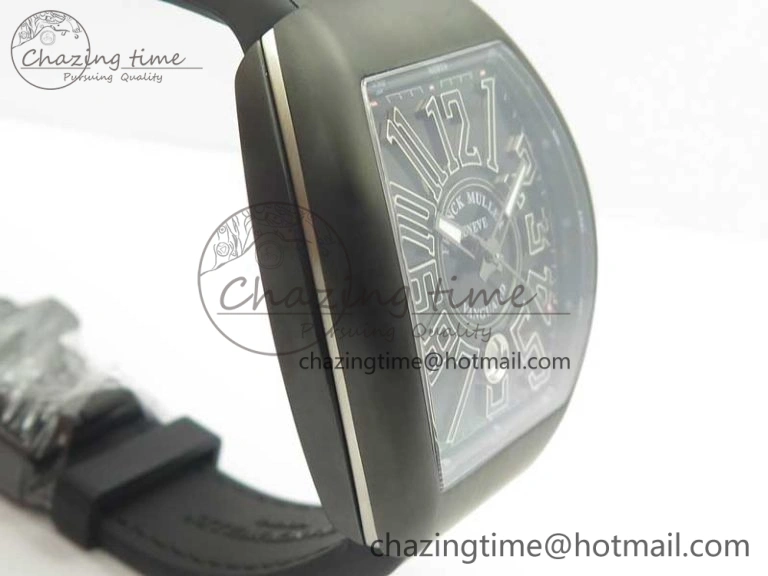 Vanguard V45 PVD Titanium TF 1:1 Best Edition Black Dial on Black Gummy Strap White Stich A ZipUp 6588
