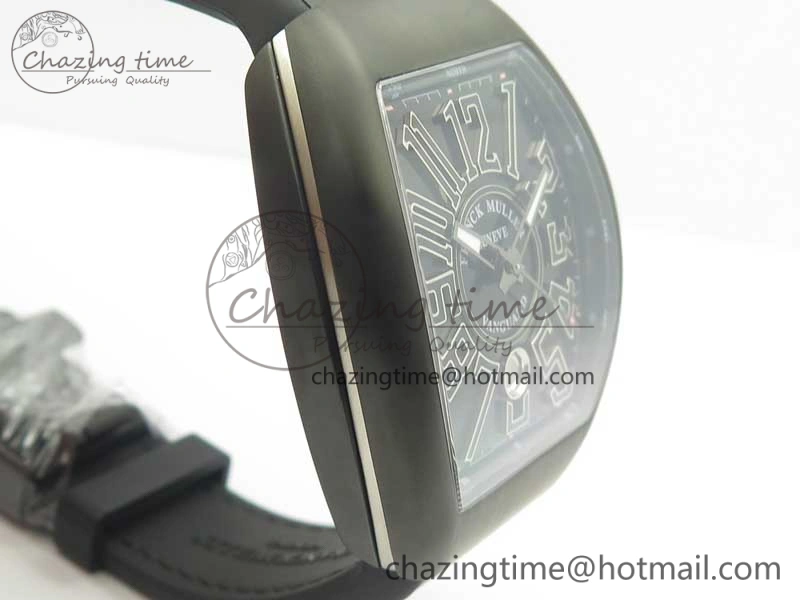 Vanguard V45 PVD Titanium TF 1:1 Best Edition Black Dial on Black Gummy Strap White Stich A ZipUp 6588