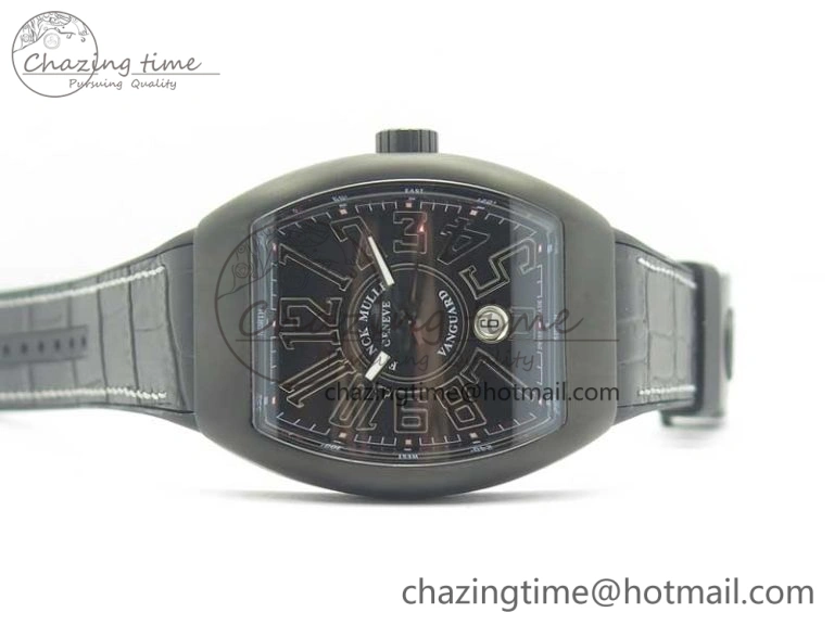 Vanguard V45 PVD Titanium TF 1:1 Best Edition Black Dial on Black Gummy Strap White Stich A ZipUp 6588