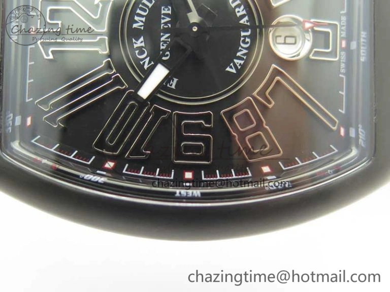 Vanguard V45 PVD Titanium TF 1:1 Best Edition Black Dial on Black Gummy Strap White Stich A ZipUp 6588
