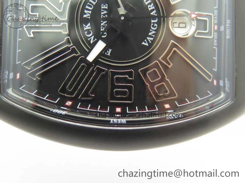 Vanguard V45 PVD Titanium TF 1:1 Best Edition Black Dial on Black Gummy Strap White Stich A ZipUp 6588