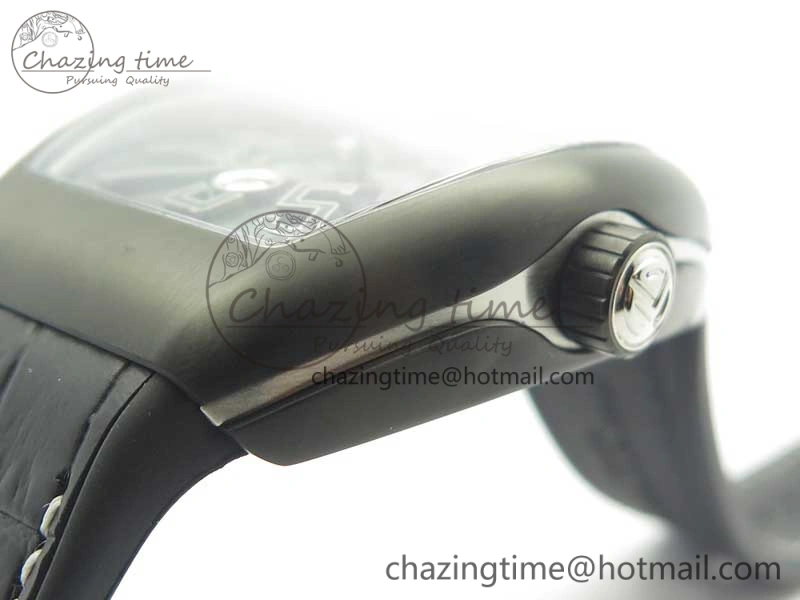 Vanguard V45 PVD Titanium TF 1:1 Best Edition Black Dial on Black Gummy Strap White Stich A ZipUp 6588