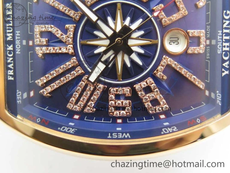 Neat Vanguard V45 RG ABF Best Edition Blue Dial Diamonds Markers on Blue Gummy Strap A 6569