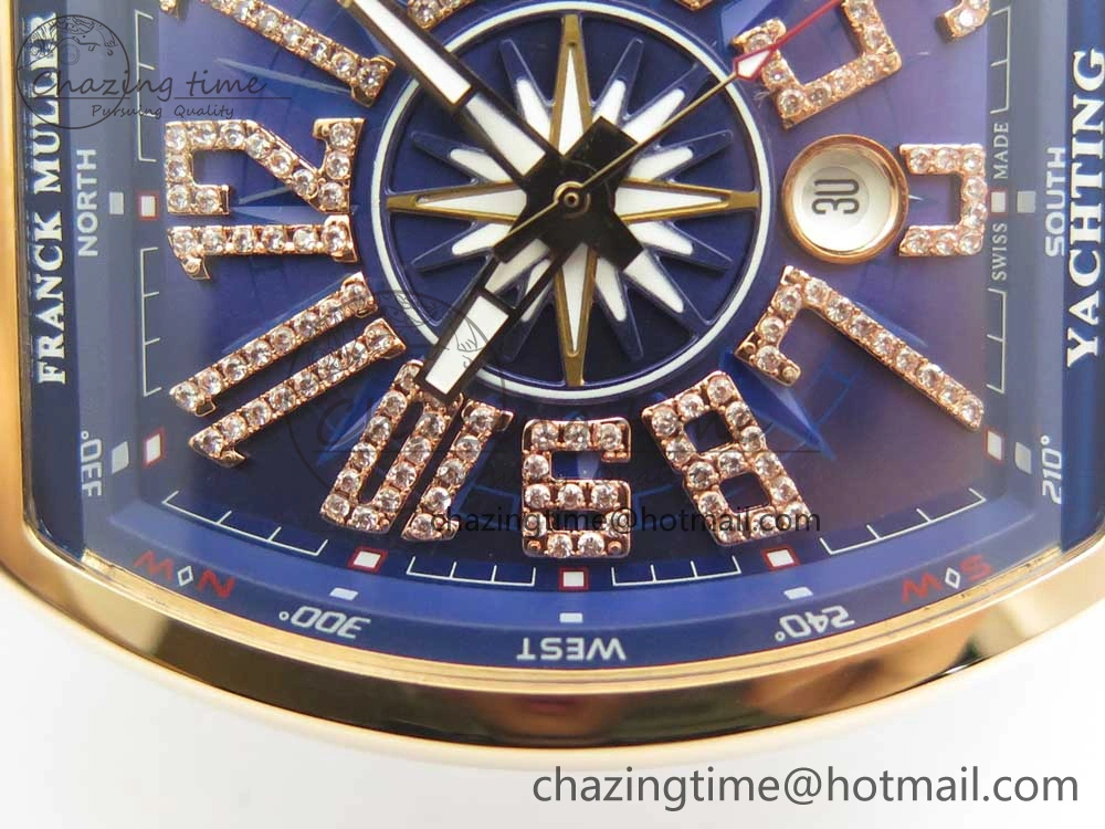 Neat Vanguard V45 RG ABF Best Edition Blue Dial Diamonds Markers on Blue Gummy Strap A 6569