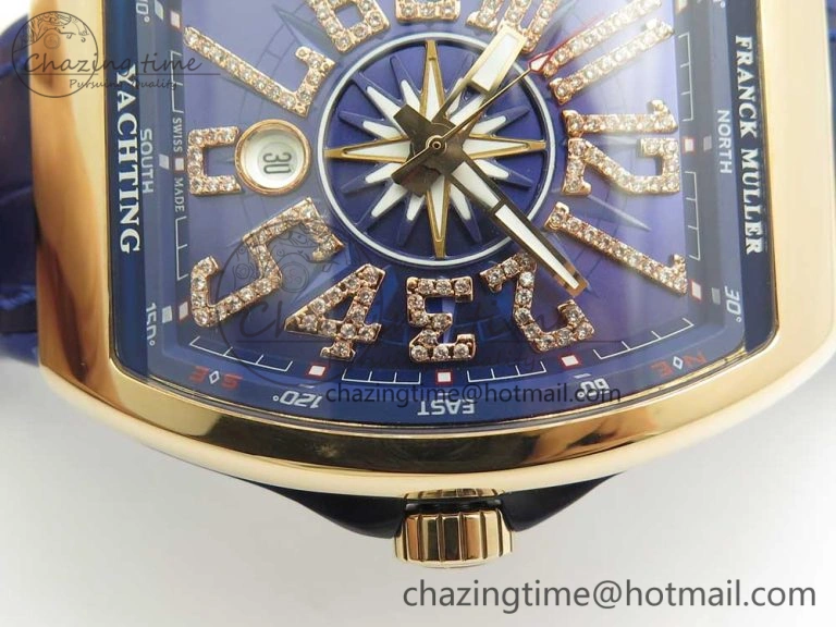 Neat Vanguard V45 RG ABF Best Edition Blue Dial Diamonds Markers on Blue Gummy Strap A 6569