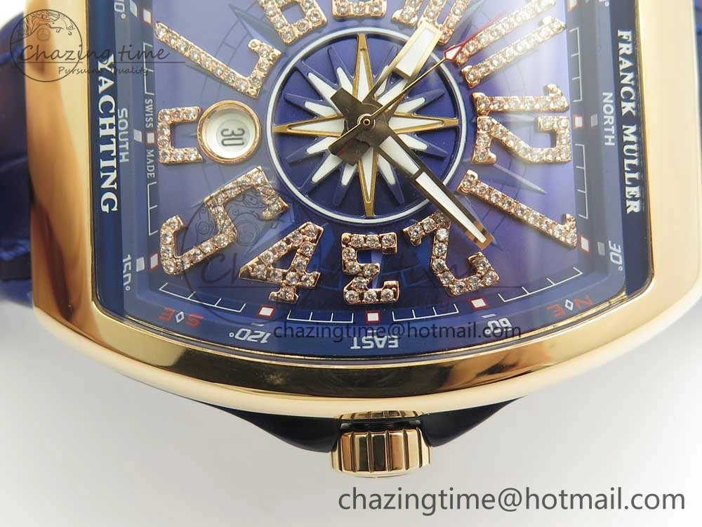 Neat Vanguard V45 RG ABF Best Edition Blue Dial Diamonds Markers on Blue Gummy Strap A 6569