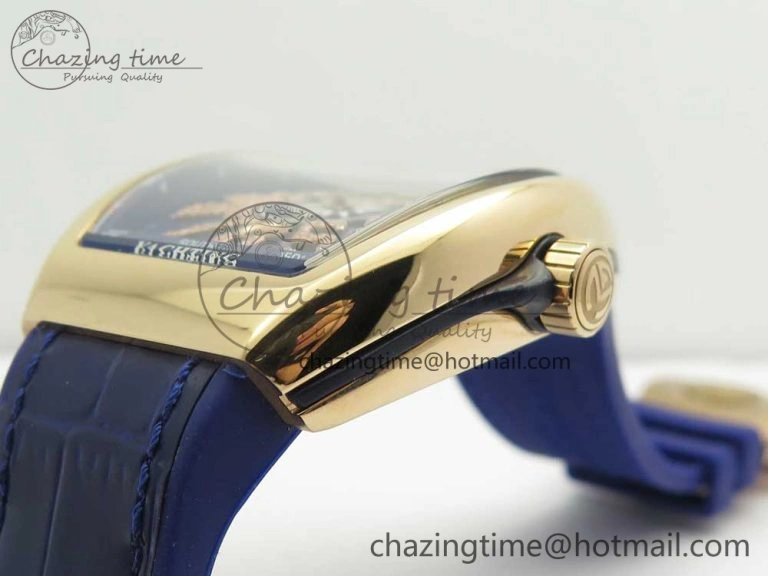Neat Vanguard V45 RG ABF Best Edition Blue Dial Diamonds Markers on Blue Gummy Strap A 6569