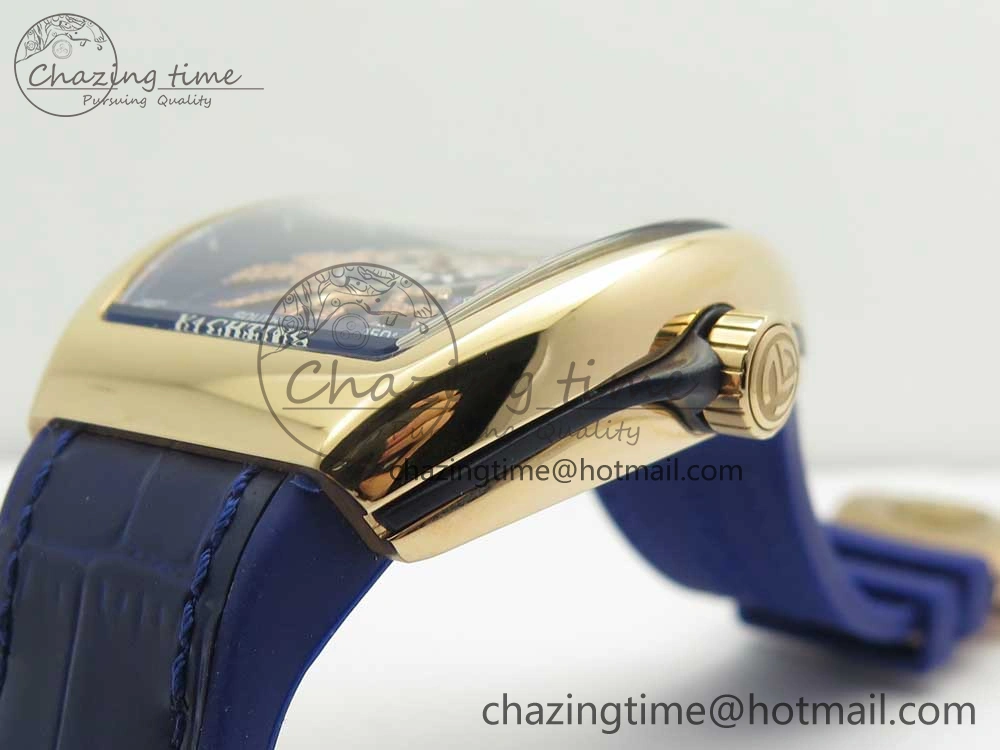 Neat Vanguard V45 RG ABF Best Edition Blue Dial Diamonds Markers on Blue Gummy Strap A 6569