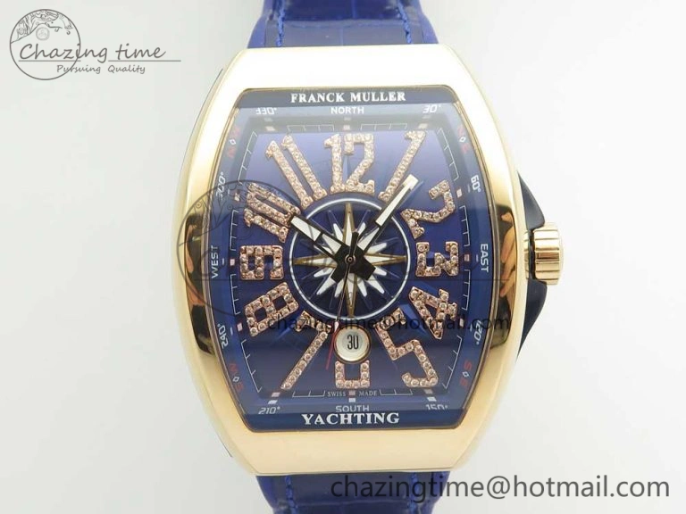 Neat Vanguard V45 RG ABF Best Edition Blue Dial Diamonds Markers on Blue Gummy Strap A 6569