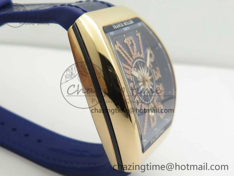 Neat Vanguard V45 RG ABF Best Edition Blue Dial Diamonds Markers on Blue Gummy Strap A 6569