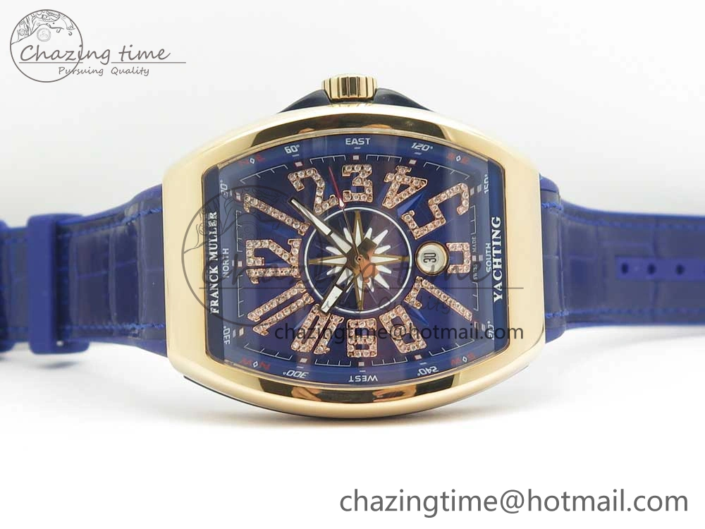 Neat Vanguard V45 RG ABF Best Edition Blue Dial Diamonds Markers on Blue Gummy Strap A 6569