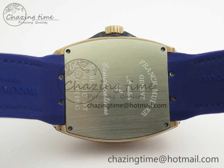 Vanguard V45 RG ABF Best Edition Blue Dial Numbers Markers on Blue Gummy Strap A Trendsetting 6572