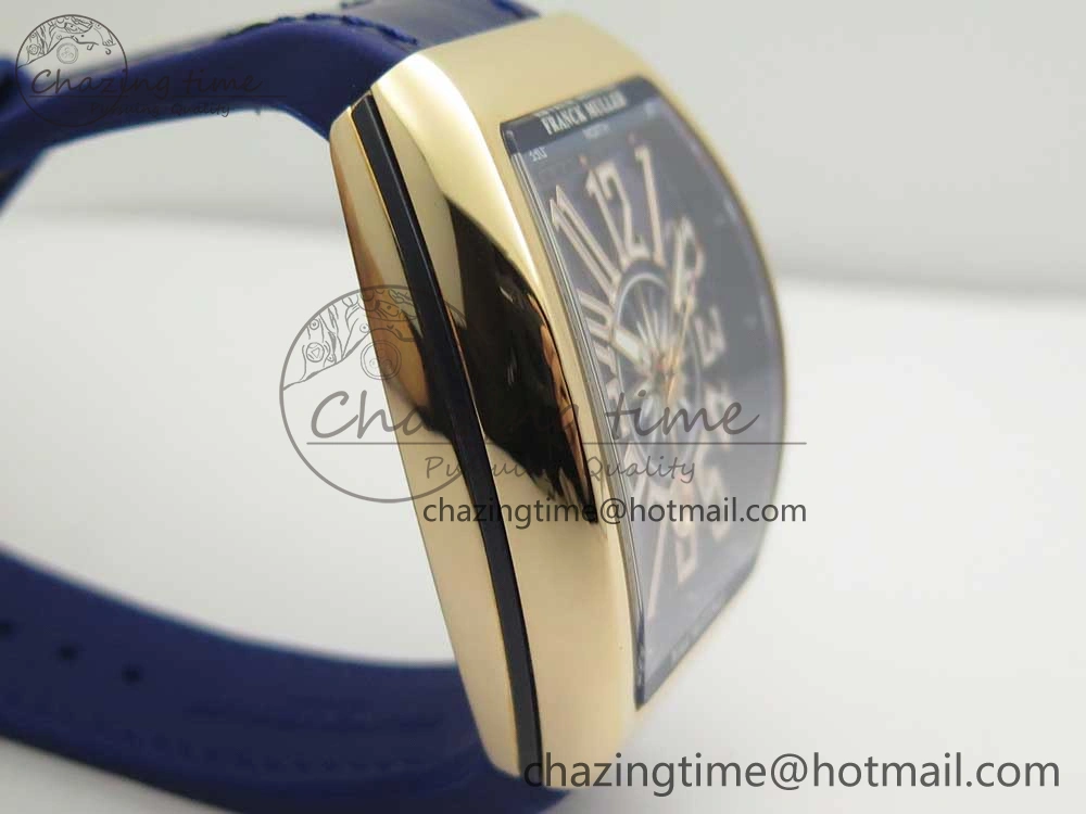 Vanguard V45 RG ABF Best Edition Blue Dial Numbers Markers on Blue Gummy Strap A Trendsetting 6572