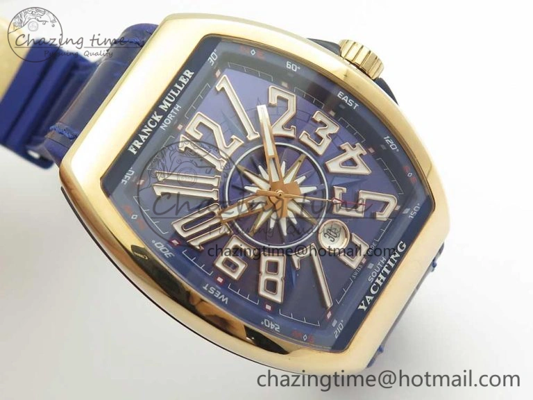 Vanguard V45 RG ABF Best Edition Blue Dial Numbers Markers on Blue Gummy Strap A Trendsetting 6572